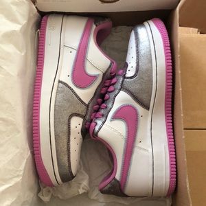 Nike Air Force 1 pink and white